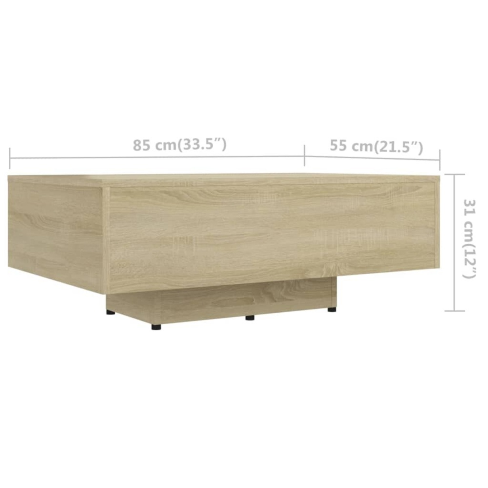 Coffee Table Sonoma Oak 33.5"x21.7"x12.2" Chipboard - Image 2