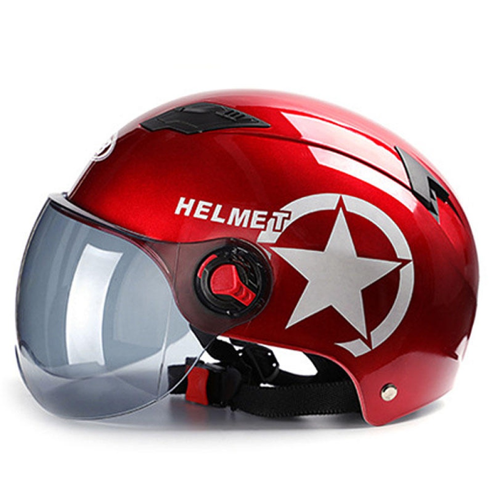 Head Protector Bike Motorcycle Scooter Helmet Fashion Anti-UV Half Face Hat Baseball Cap - Red