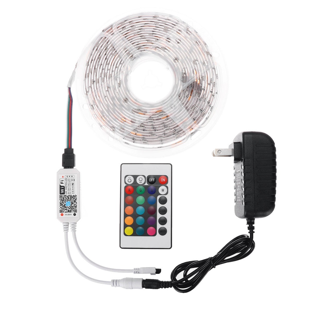 5M RGB Waterproof WIFI Smart APP 150/300LED Strip Light 24Keys Remote Control + Power Adapter DC12V - 300LED - Image 2