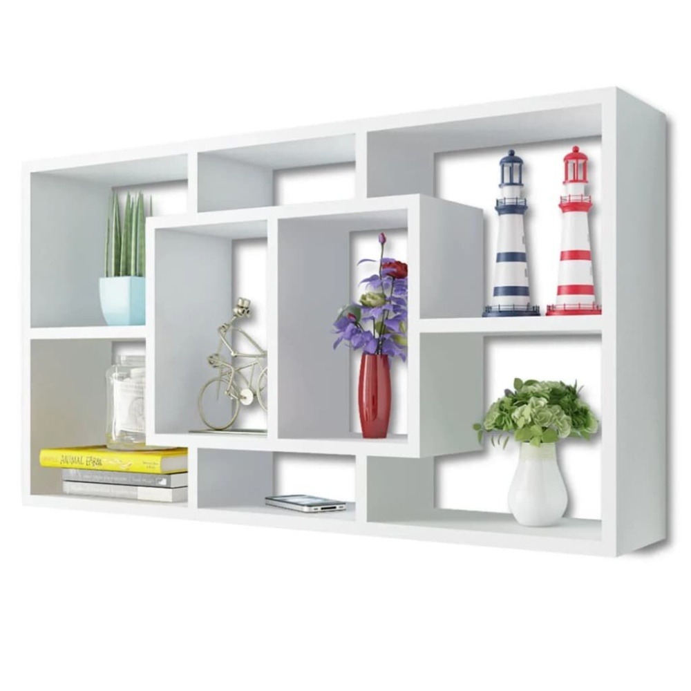 Wall shelf with 8 compartments white - Image 2