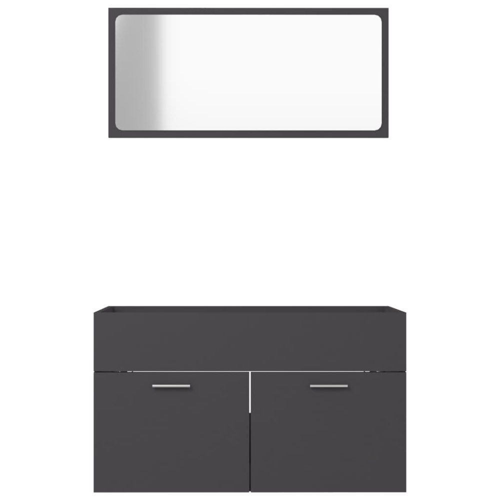 2 Piece Bathroom Furniture Set Gray Chipboard - Image 2