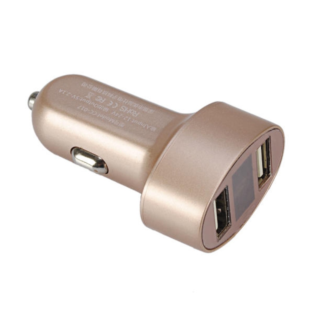 Car Dual Charger with Display Power Adapter Volt Meterr for Most Smartphone - Rose Gold - Image 2