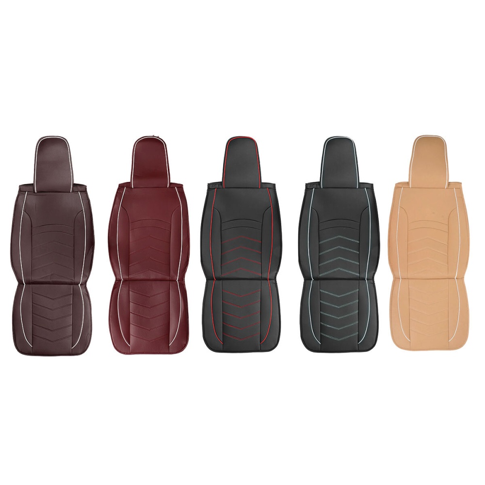 Auto Car Seat Cover PU Leather Front/Rear Seat Protection Cushion Breathable - Single seat black and red line - Image 2