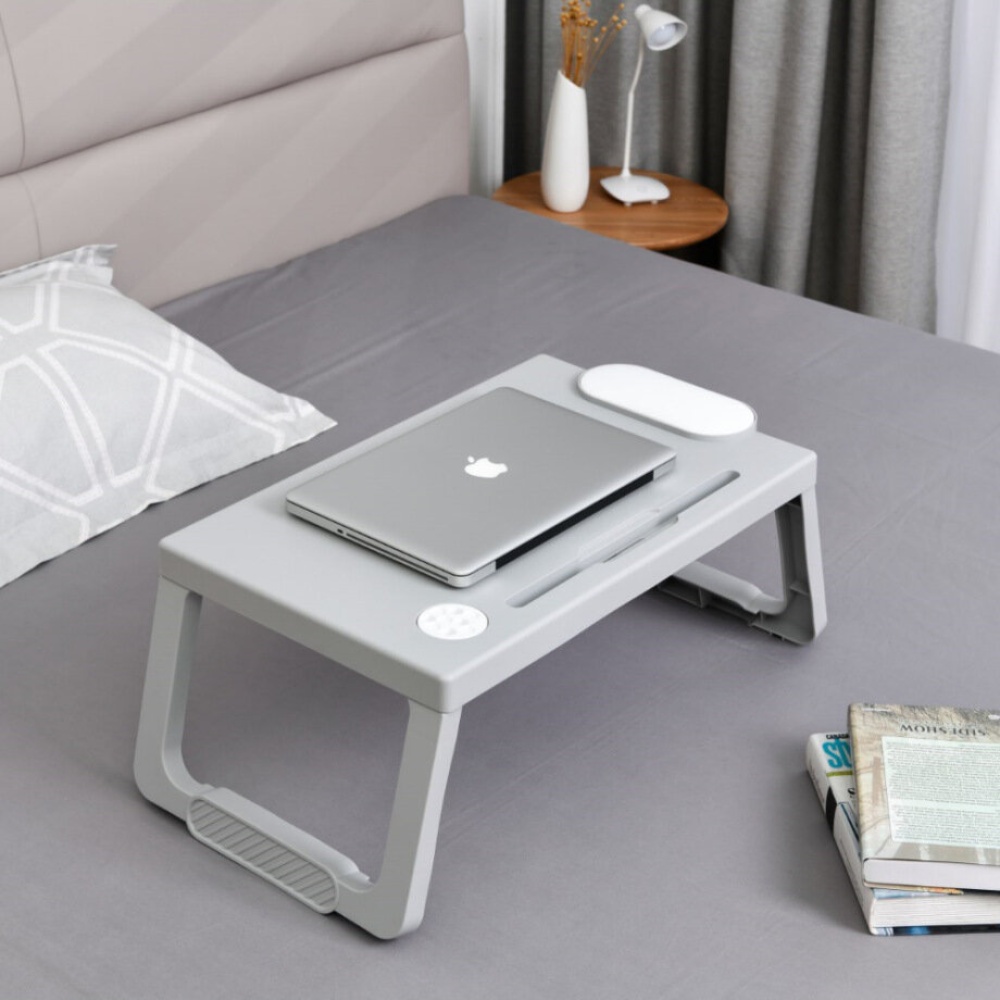 Portable Plastic Foldable Laptop Desk Stand Lapdesk Computer Notebook Multi-Functional Bed Sofa Breakfast Tray Table Office Serving Table with Tablet - Image 2