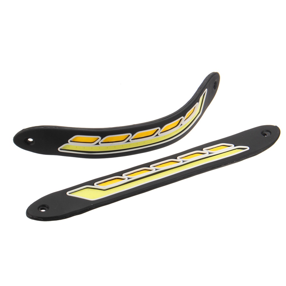 2Pcs 12V COB LED Car DRL Daytime Running Lights Strip Yellow & White Dual Color Turn Signal Fog DayLight - Image 2