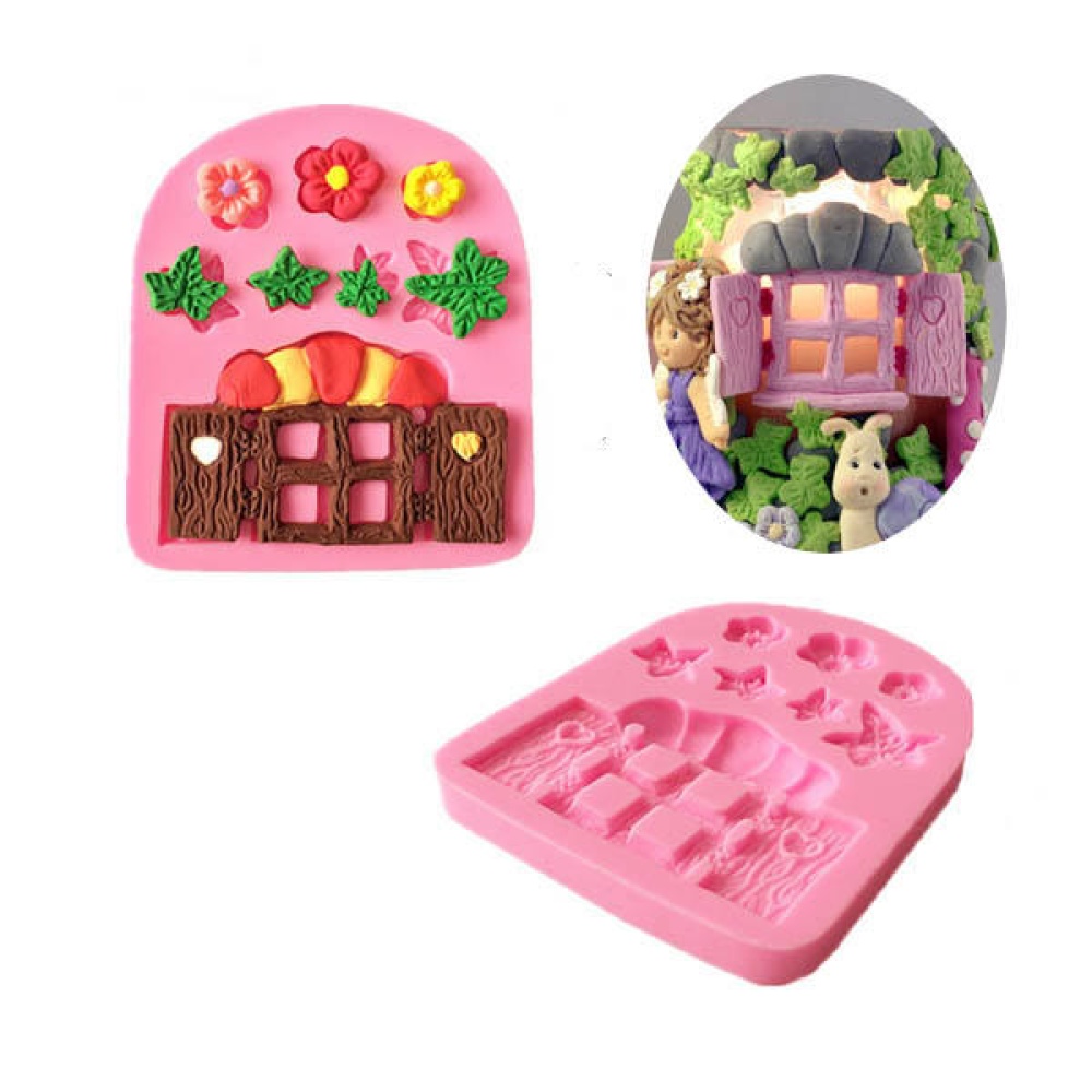 Plants Wooden Window Liquid Silicone Mold Fondant Cake Decorating Mould - Image 2