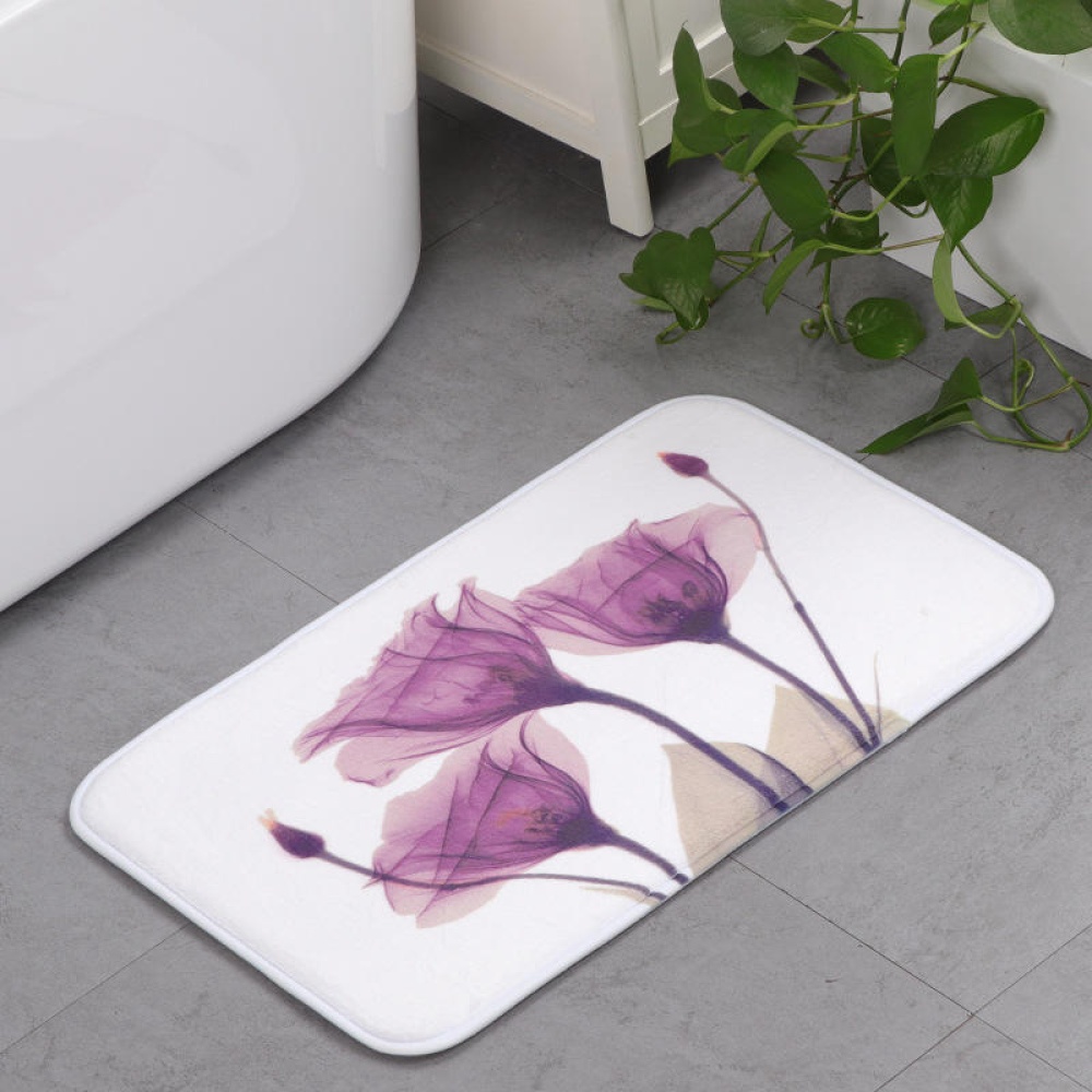 Memory Foam Chronic Rebound 3D Printing Lotus Absorbent Non-slip Mat Lotus Flowers Pattern Home Children's Room Floor Cushion Kitchen Area Rugs Bathr - Image 2