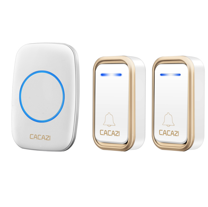 CACAZI A10F Waterproof Wireless Doorbell 300M Remote Door Bell Chime 220V 2 Button 1 Receiver - EU Plug Black