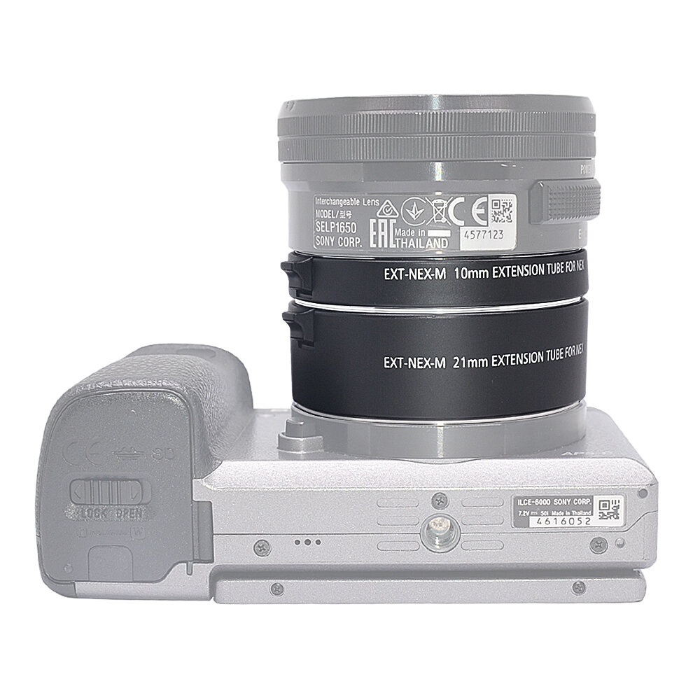 EXT-NEX (10 + 21 MM) alliage d'aluminium Auto Focus Macro Extension Tube Adaptateur Anneau 10 + 21mm pour Sony E FE-Mount A7 NEX - Noir