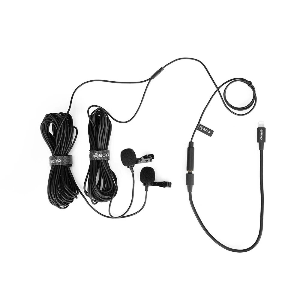 BOYA BY-M2D Dual Lavalier Microphone Omnidirectional Digital MFI Video Mic for iPhone 11 Pro Xs Max Xr for iPad for iPod Touch - Image 2