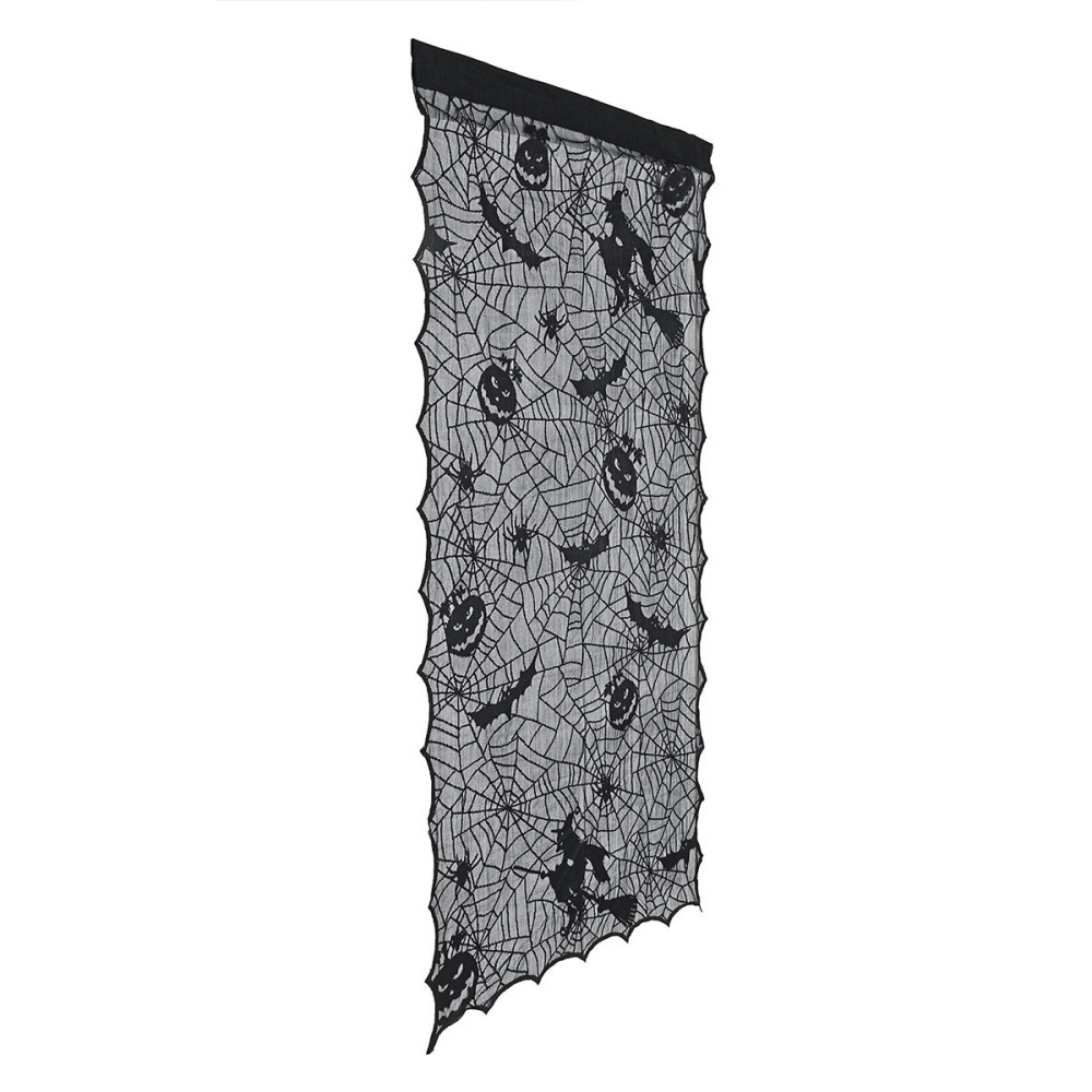 Lace Window Door Curtains Witch Pumpkins Bats Cloth Haunted House Decor - Image 2