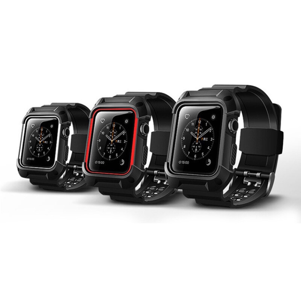 KALOAD Sangle de remplacement pour TPU iWatch d'une largeur de 38 / 42mm Bande Housse de protection antichoc pour Apple Watch 1/2/3 - 38 mm Noir blanc