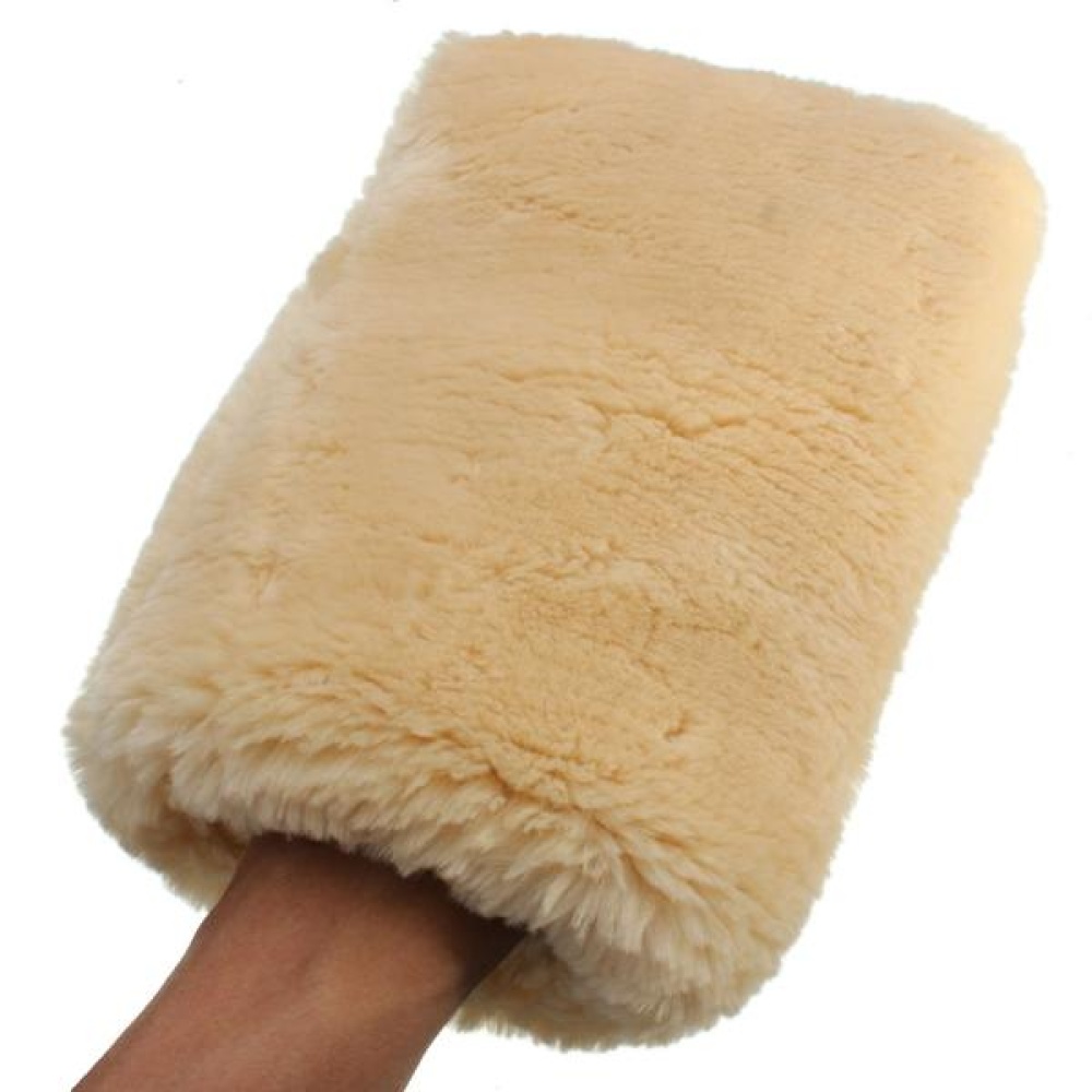 24x16cm Motor Auto Home Clean Washing Glove Buffing Polishing Mitt Lambswool Wool - Image 2