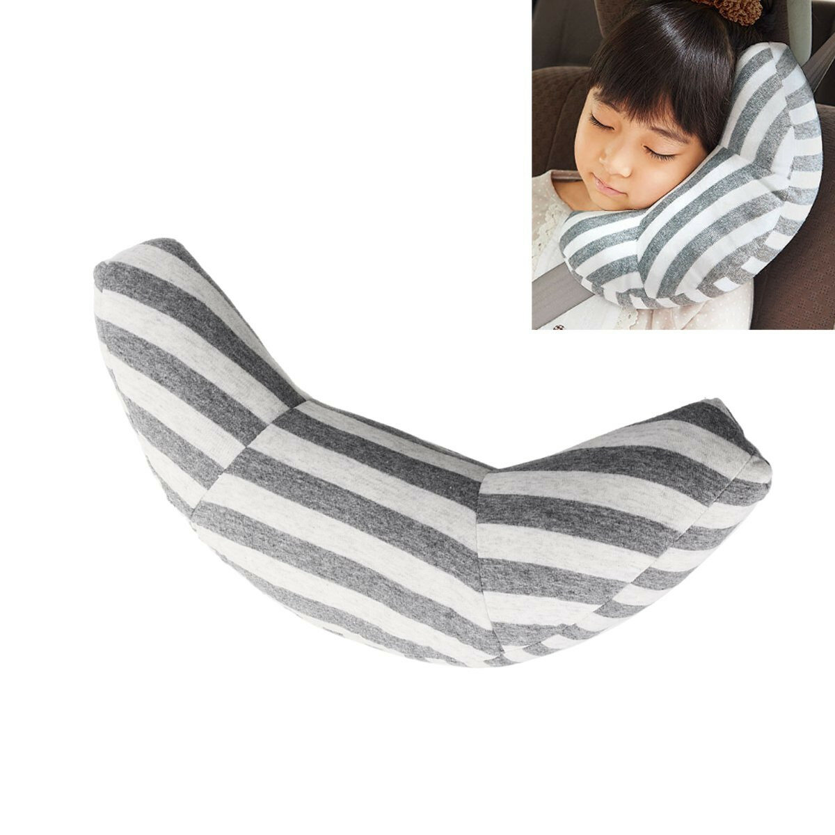 Strip Style Child Neck Headrest Car Seat Belt Shoulder Pads Car Sleep Pillow Head Support Cushion - Coffee