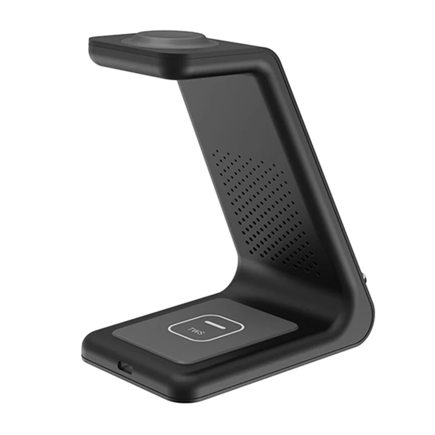 Bakeey 3 in 1 15W Fast QI Wireless Charger Station Charging Stand for Apple Air Pods Wireless Earphones - Black