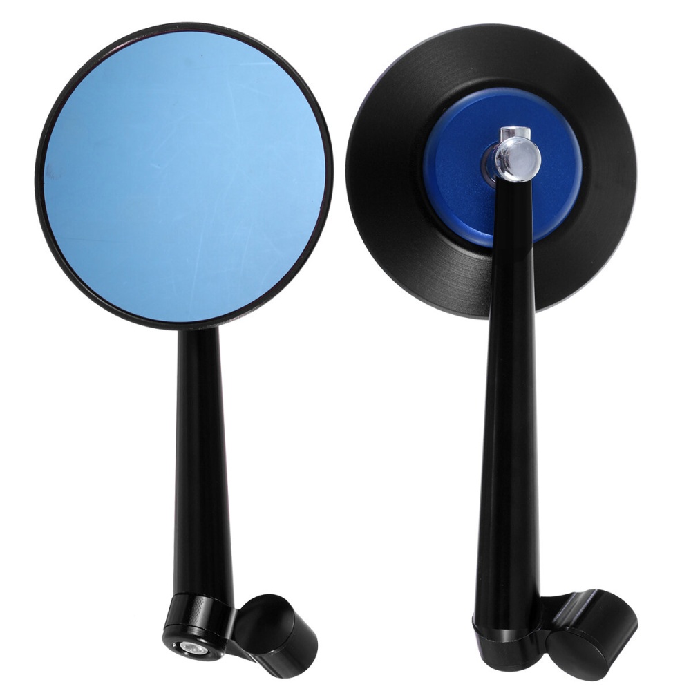 Pair Motorcycle Motorbike Handlebar Side Mirrors Mirror Rearview - Black+Silver