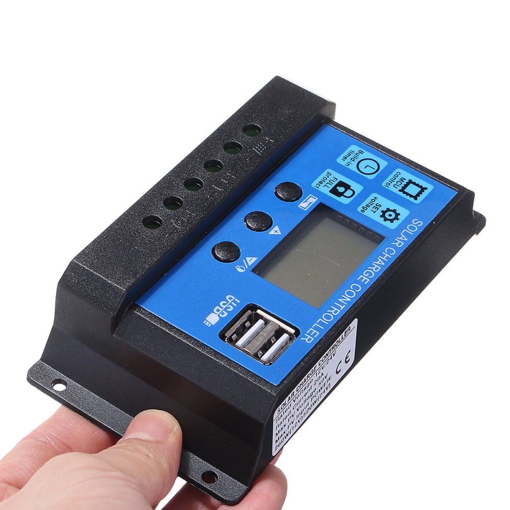 10/20/30A 12/24V LCD Dual USB Solar Panel Battery Regulator Charge Controller - 10a - Image 2