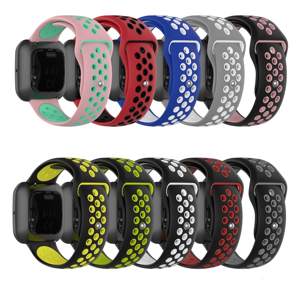 Two-color breathable Silicone Replacement Strap Smart Watch Band For Fitbit Versa 2 - NO.6 - Image 2