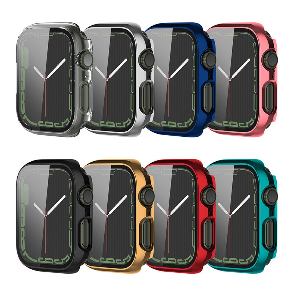 Bakeey Colorful Shockproof Anti-Scratch PC + HD Clear Tempered Glass Full Cover Watch Case Cover for Apple Watch 7 41mm/ 45mm - 41mm 001
