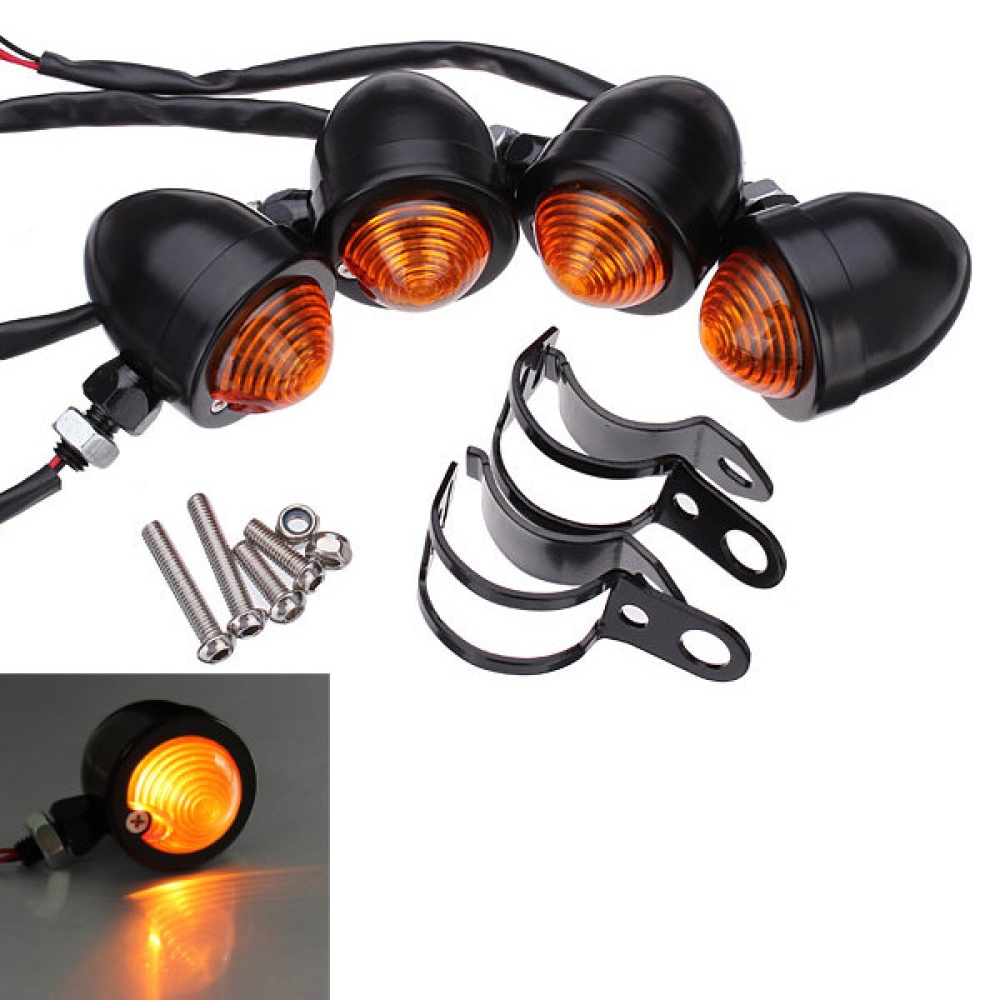 4x Bullet Turn Lights for Harley Davidson Softail Sportster - Black - Image 2