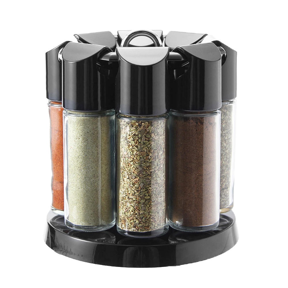 8 Jars Rotating Spice Rack Carousel Kitchen Storage Container Holder Revolving Herbs - Image 2