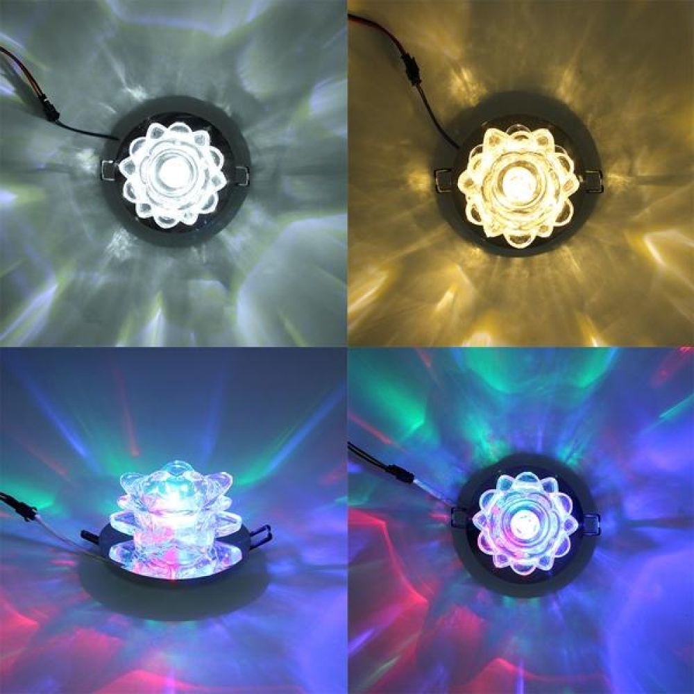 Modern 3W Crystal LED Lotus Ceiling Light Fixture Flush Mounted Lamp for Aisle Hallway - White
