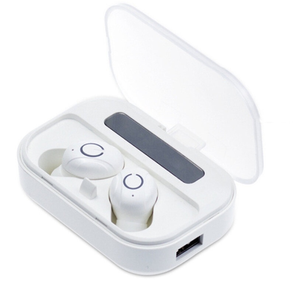 TWS bluetooth 5.0 Earphone Wireless Earbuds 4000mAH Power Bank Stereo Headphone with Mic for iPhone Huawei - White - Image 2