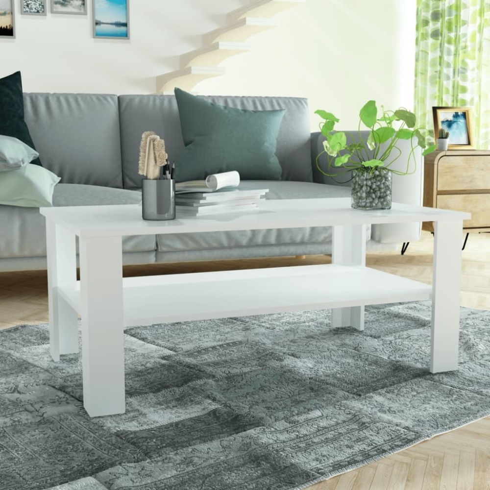 Coffee table 100x59x42 cm chipboard white