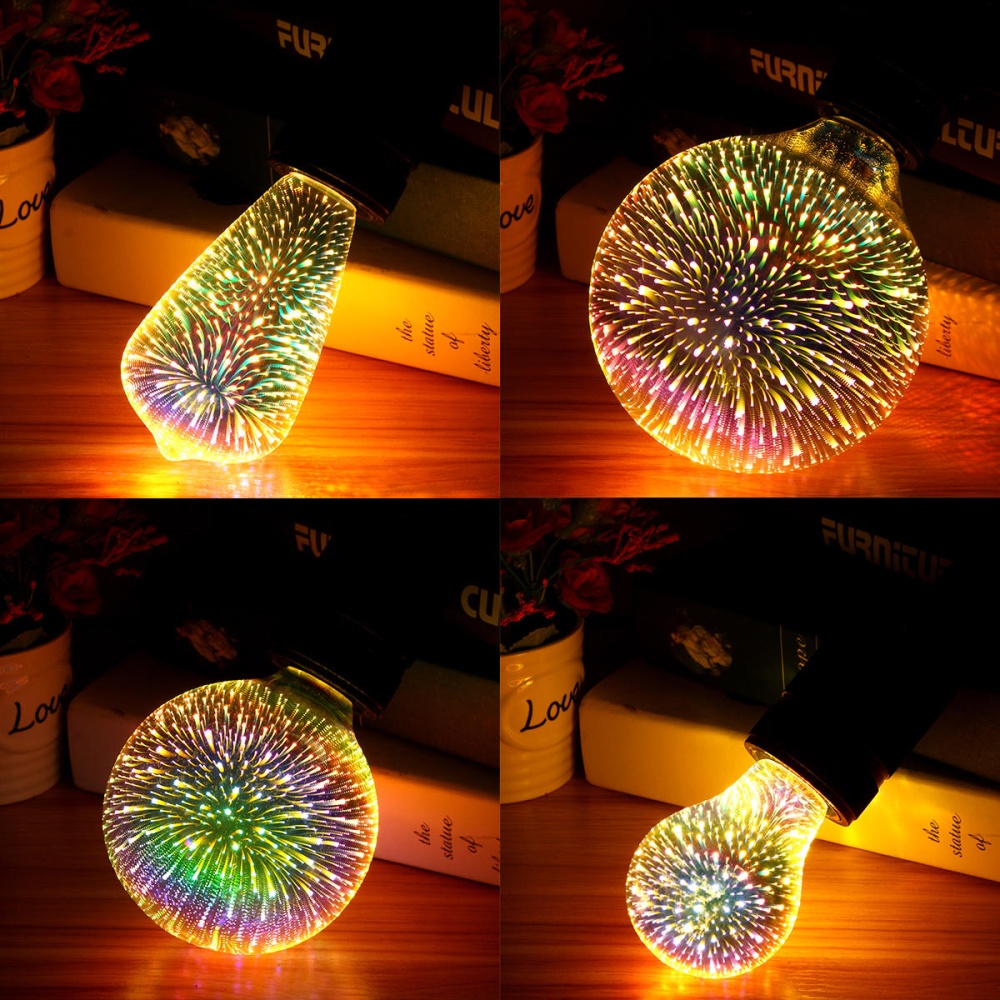E27 6W Colorful 3D  Holiday LED Firework Light Home Decorative Lamp LED Bulb - #1