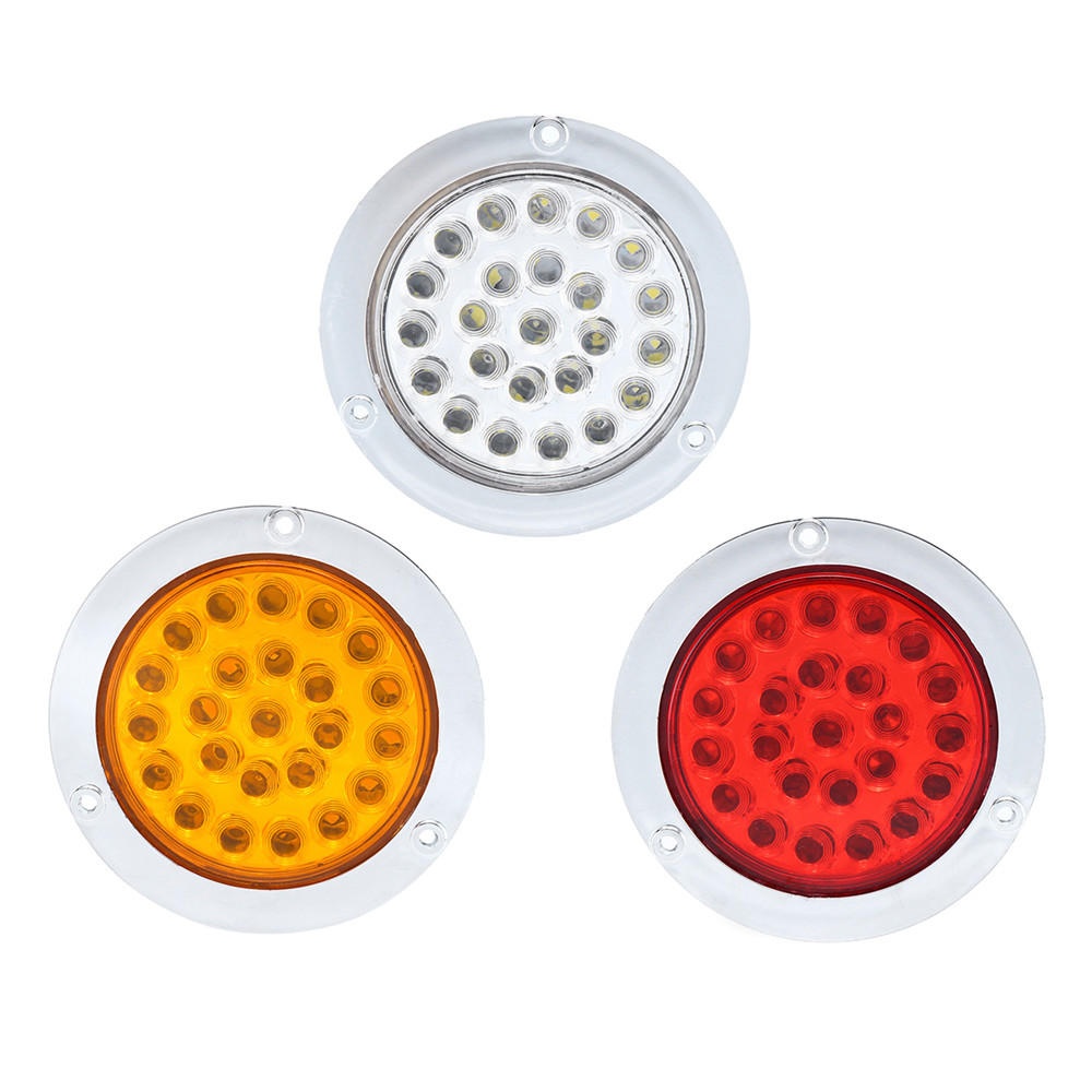 24 LEDs 10-30V Waterproof Indicator Stop Rear Tail Light For Motorcycle Car ATV Boats - Yellow - Image 2