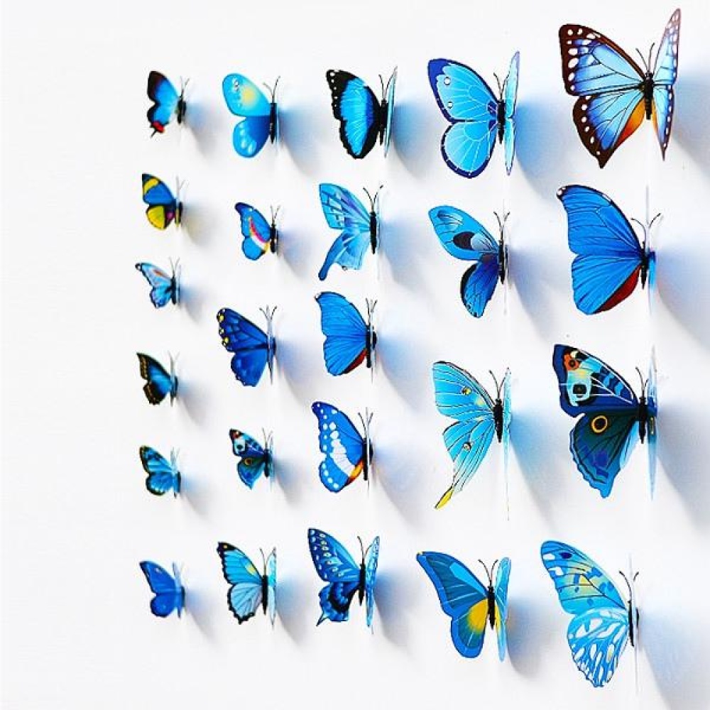 12 Pcs PVC Butterfly 3D Wall Stickers Home Decor Adhesive Wall Decoration - Green - Image 2