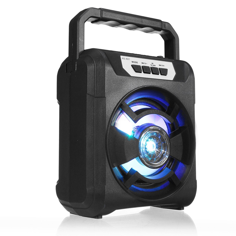 Portable AS101 bluetooth LED Light Hifi Speaker Outdoor Loudspeaker Support AUX USB TF FM - Black - Image 2