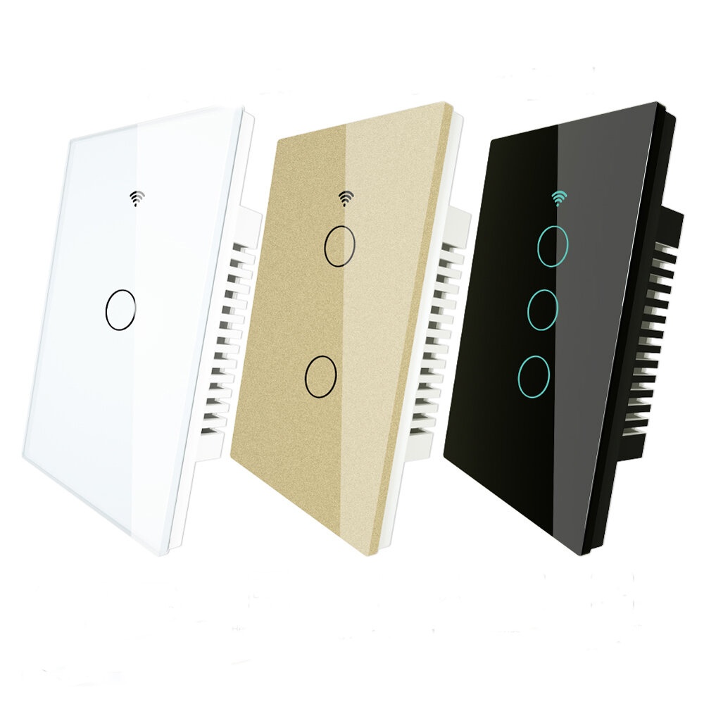 MoesHouse AC170-250V RF433 WiFi Smart Wall Touch Switch No Neutral Wire Needed Smart Single Wire Wall Switch Work with Alexa Google Home - White 1CH