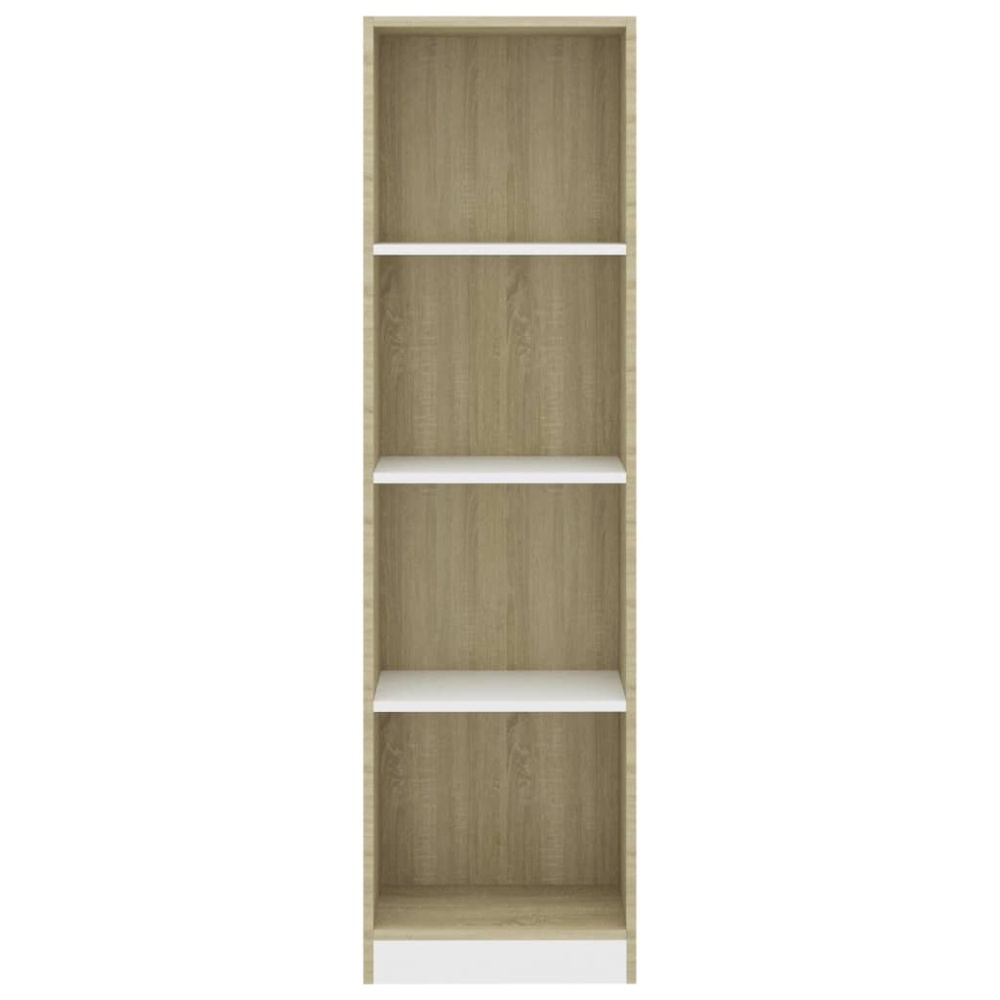 4-Tier Book Cabinet White and Sonoma Oak 15.7"x9.4"x55.9" Chipboard - Image 2