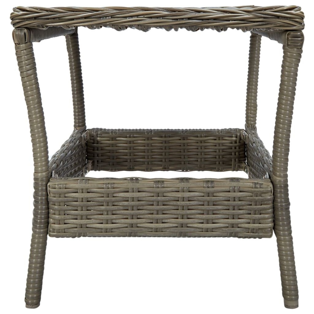 Garden Table Brown 7.7"x17.7"x18.3" Poly Rattan - Image 2