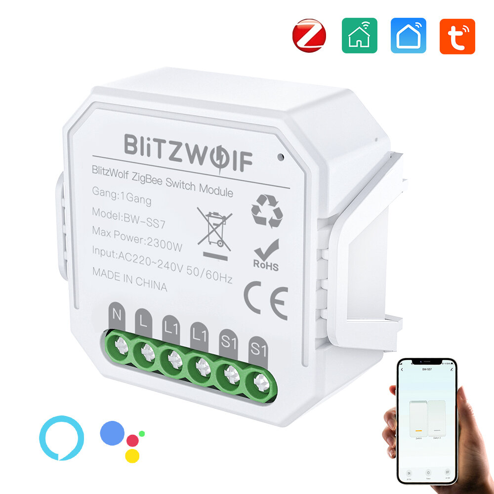 BlitzWolf® BW-SS7 ZigBee3.0 2300W Smart Light Switch Module 1 Gang / 2 Gang Wireless App Remote Control Voice Control Time Schedule Works with Amazon - Image 2