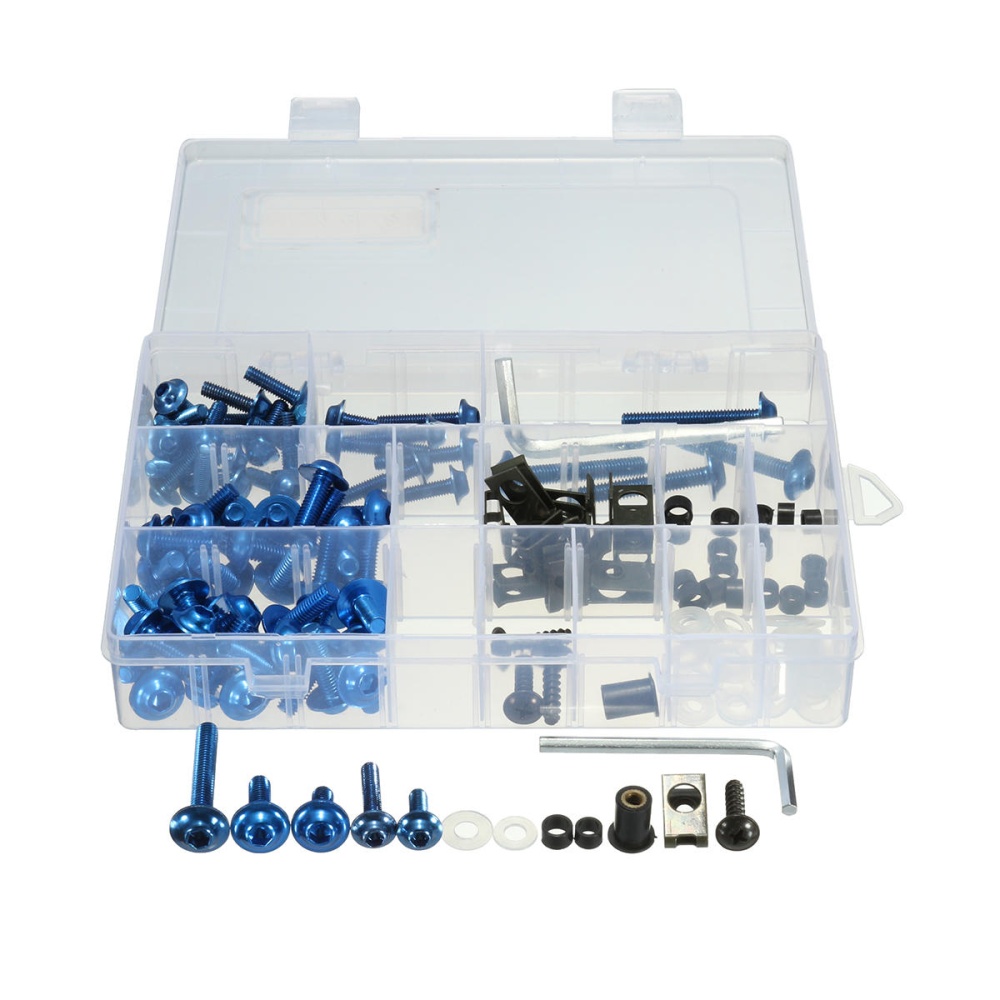 155Pcs Motorcycle Sportbike Windscreedn Fairing Bolts Kit Fastener Clips Screws - Silver