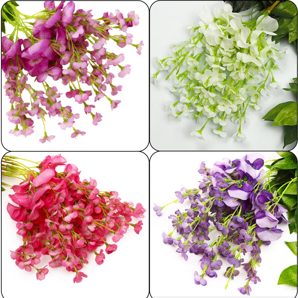 12 Pcs Artificial Silk Flower Wisteria Vine Hanging Garland Garden Wedding Decorations - 3 - Image 2