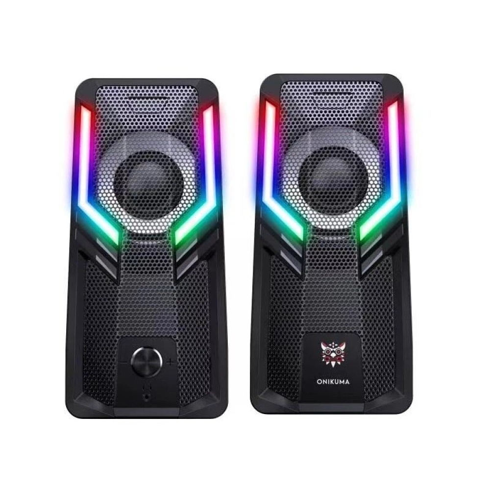 ONIKUMA G6 Gaming Speaker Computer Speaker 2.0 Channel RGB Colorful Light Stereo Bass 3.5mm AUX USB Wired Computer Speaker - Black - Image 2