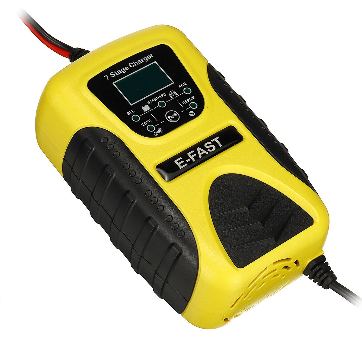 E-FAST 12V 7A Pulse Repair LCD Battery Charger Yellow For Car Motorcycle Lead Acid Battery - EU Plug - Image 2