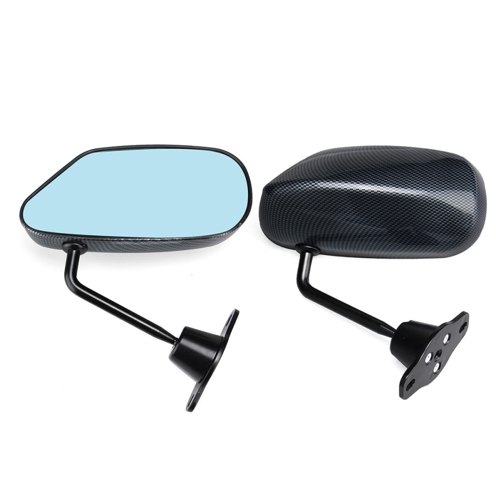 1 Set Universal Manual Adjustment Style Carbon Fiber Side Car Mirror Carbon Fiber Blue Surface - Image 2