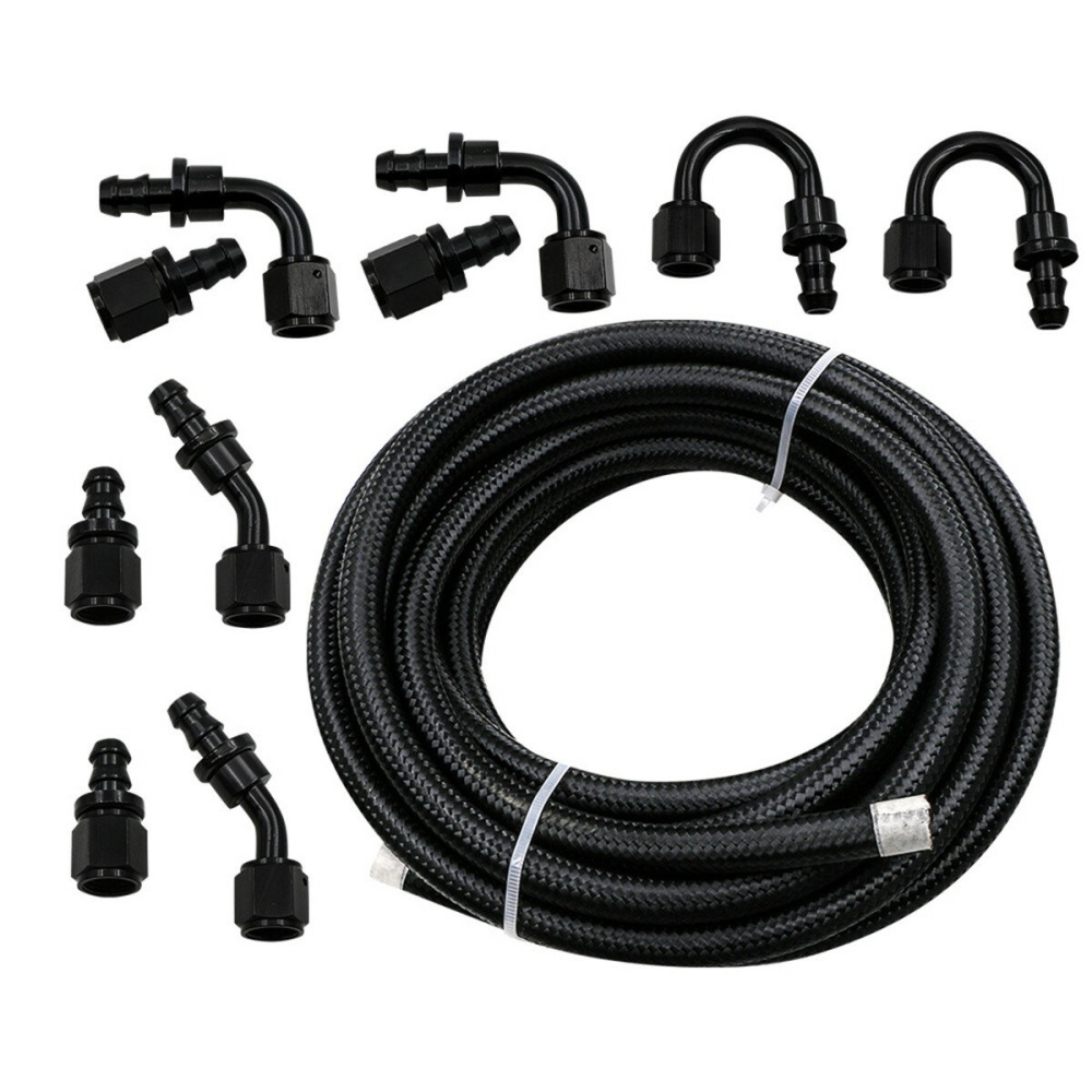 6M 6AN Nylon Braided Oil Gas Fuel Hose Line with Fittings Hose Adapter - Image 2