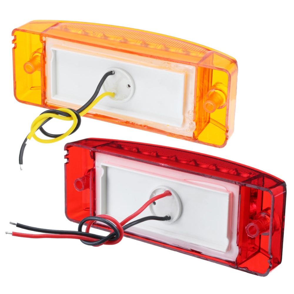 6Inch 12V 2W 0.2A 21LED Car Rectangle Side Marker Lights Indicator Lamp for Truck Trailer - Red - Image 2