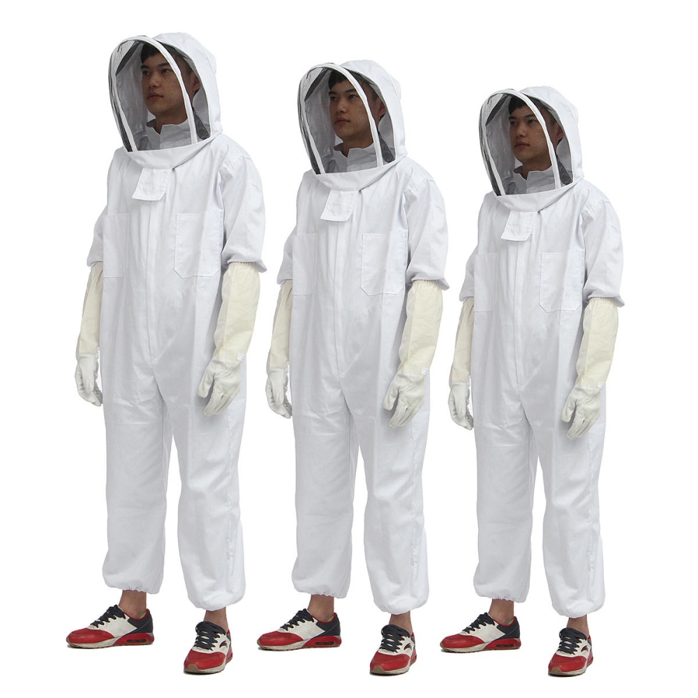 Beekeeper Beekeeping Protective Veil Suit Smock Bee Hat Gloves Full Body Thicken Set - L - Image 2