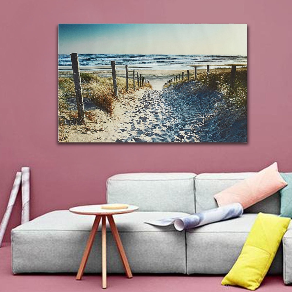 Ocean Beach Footprint Canvas Prints Paintings Wall Art Home Decor Unframed - S - Image 2