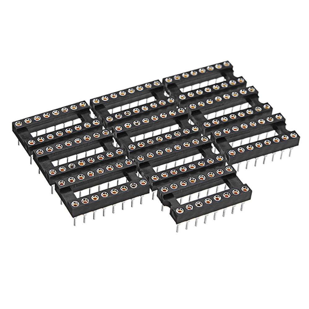 50pcs 16 Pins 2.54mm DIP Straight Plug Double Row Circular Hole IC Socket Connector Adapter - Image 2