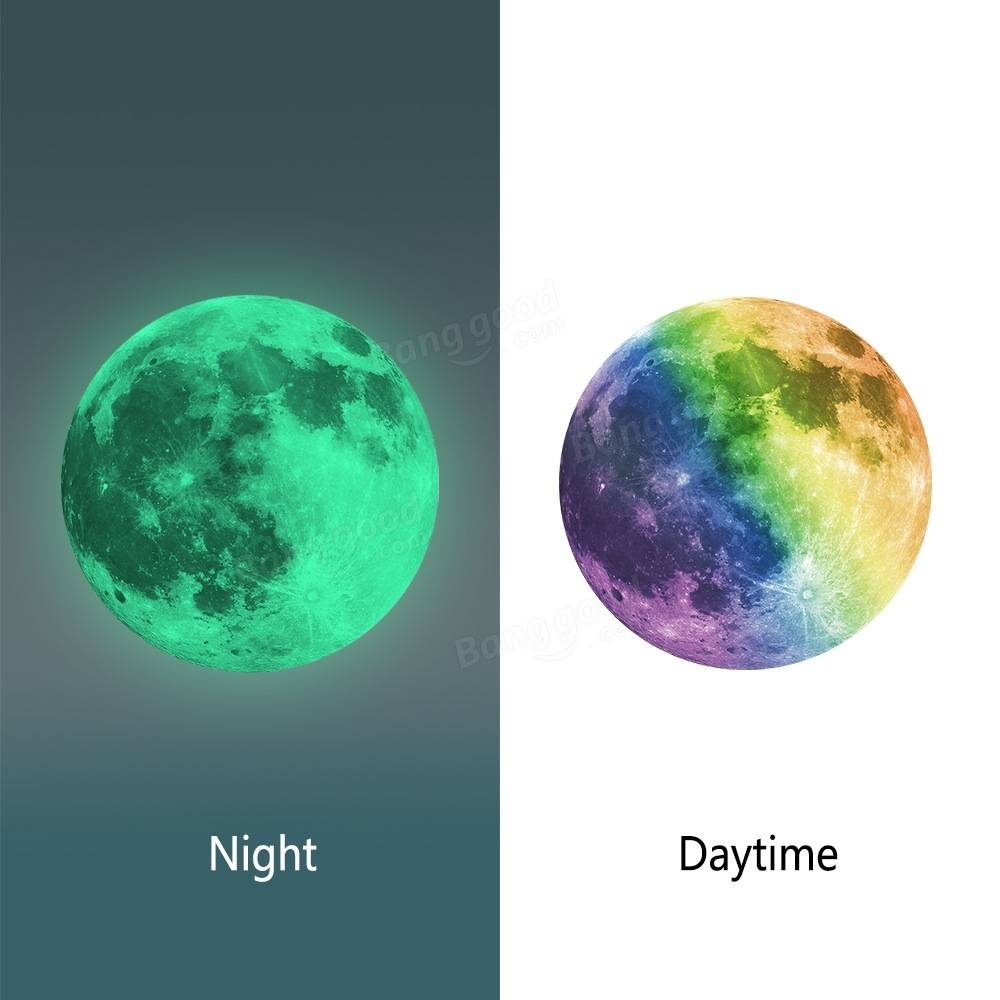 30cm Colorful Large Moon Wall Sticker Removable Glow In The Dark Luminous Stickers Home Decor - Image 2