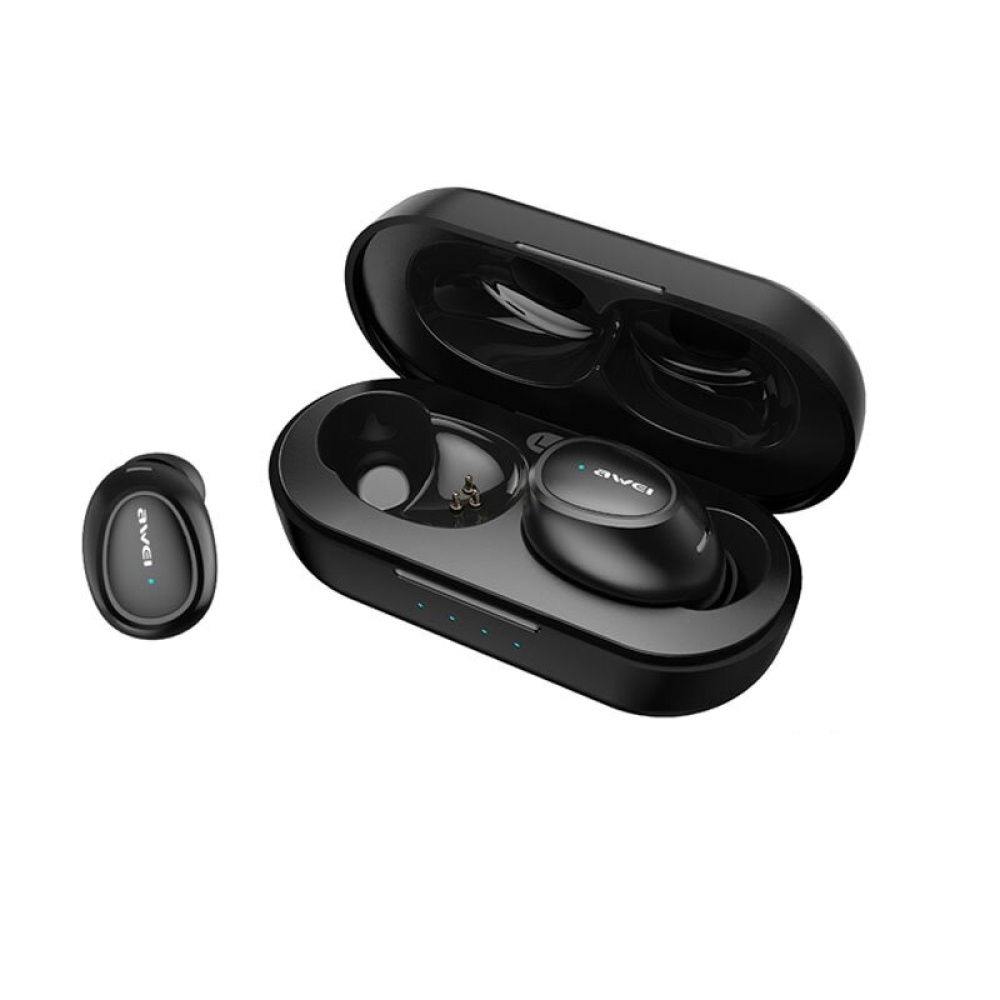 Awei T16 TWS Wireless bluetooth 5.0 Earphone Mini Portable Stereo Sports Headphone with Mic for iPhone Huawei - Black