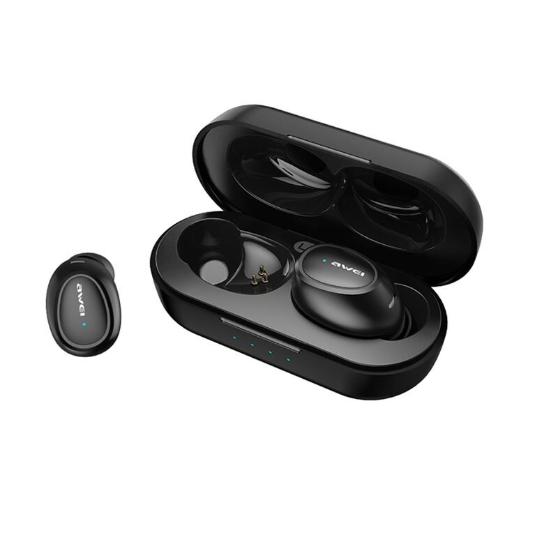Awei T16 TWS Wireless bluetooth 5.0 Earphone Mini Portable Stereo Sports Headphone with Mic for iPhone Huawei - Black
