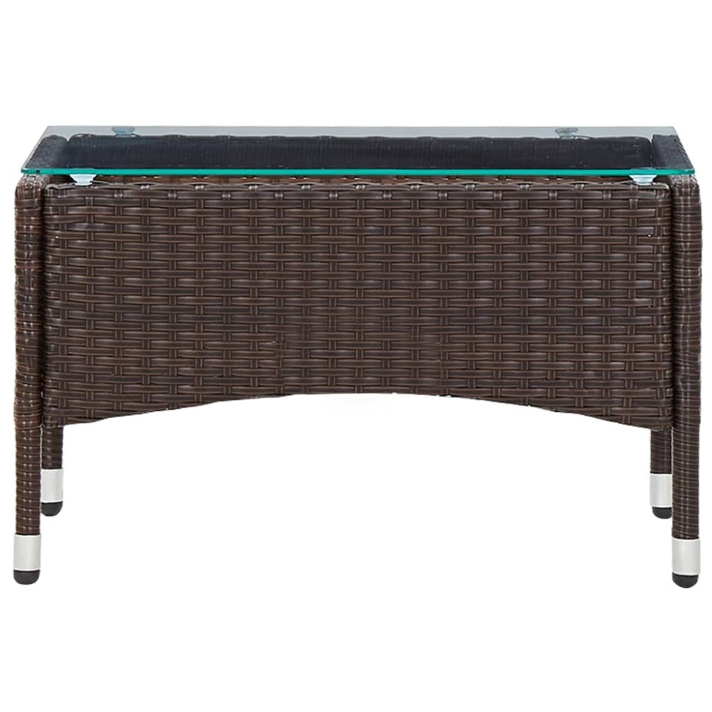 Coffee Table Brown 23.6"x15.7"x14.2" Poly Rattan - Image 2